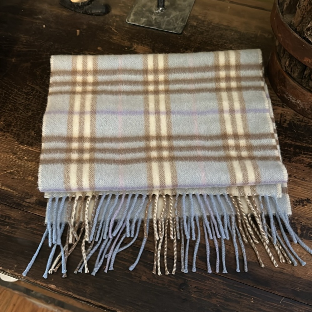 AUTHENTIC BURBERRY check tag/fringe Fashion Accessories Scarf Wool / - Picture 2 of 8